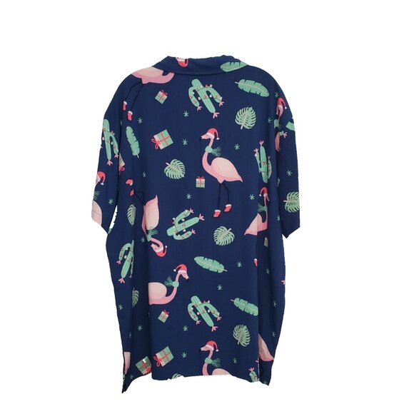 BIOWORLD Mens Holiday Flamingo Cactus Hawaiian Lights Button Down Shirt Xmas 2XL - Picture 10 of 10